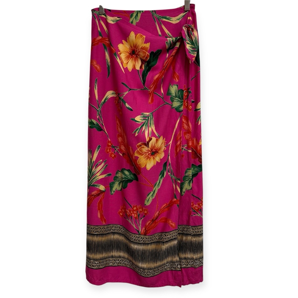 Vintage Express Campagnie Internationale 90s Tropical Floral Wrap Skirt Sarong S